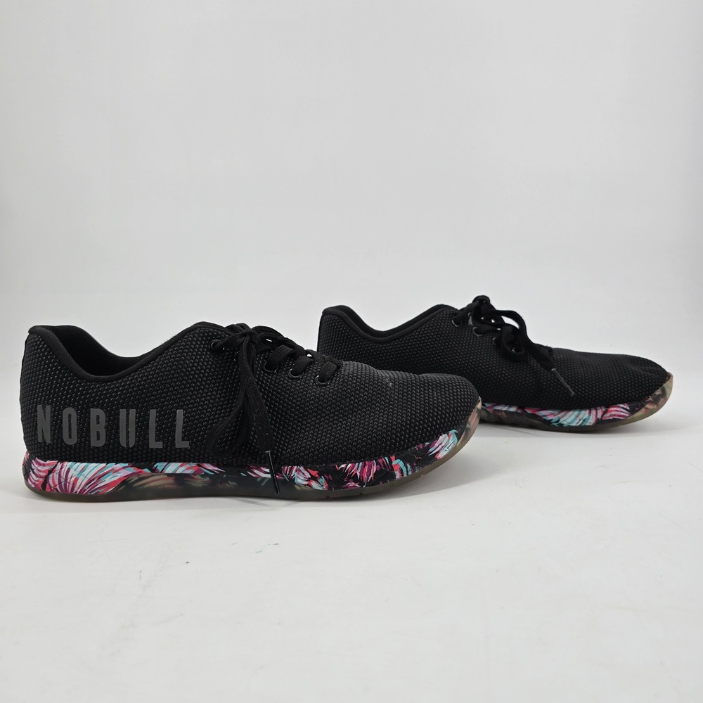 NOBULL Mens 9.5 Womens 11 Trainer Black Tropical Floral SuperFabric